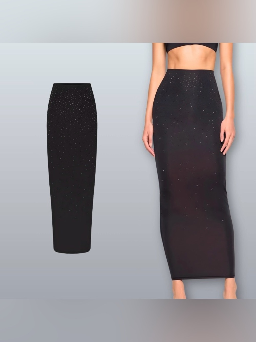 🪩 SKIMS Jelly Sheer Intimates Tube Skirt  w/ Swarovski crystals | Onyx | M | NWT